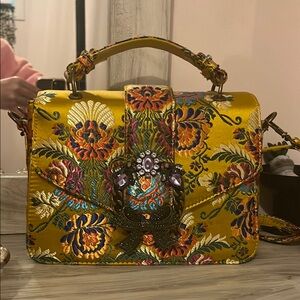 Aldo Yellow Crossbody Bag with Artistic Design